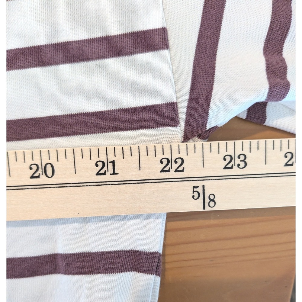 Selected Femme SFNATALI Striped Boatneck Top White Burgundy Long Sleeve M - Picture 7 of 11